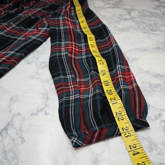 Draper James Tie Neck Flounce Shift Dress Plaid Longsleeve - Picture 12 of 13